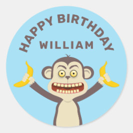 Adesivo Pequeno Macaco Clássico De Redonda