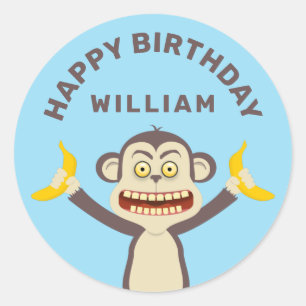 Adesivo Pequeno Macaco Clássico De Redonda