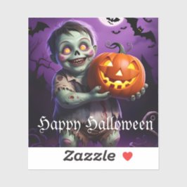 Adesivo Pequeno Monstro Verde e Amigo de Abóbora