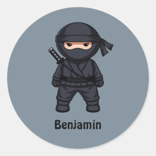 Adesivo Pequeno Ninja Guerreiro em Cinza