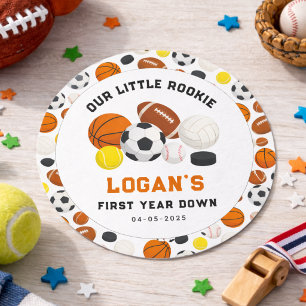 Adesivo Pequeno Novato Esportes Festa de 1º Aniversário   