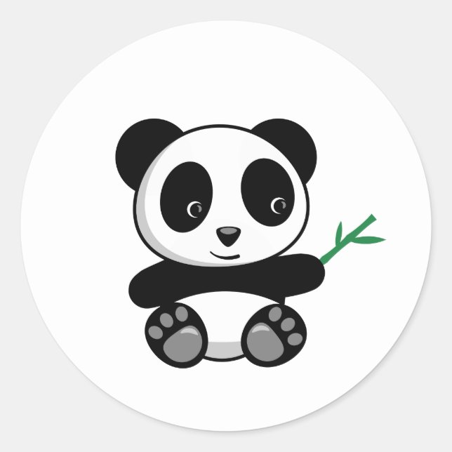 Adesivo Pequeno Panda Bonito com um Bambu Stick (Frente)