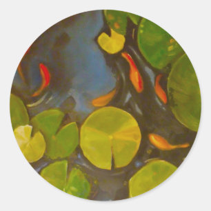 Adesivo Pequeno peixe-dourado Koi em Pond com Lily Pads