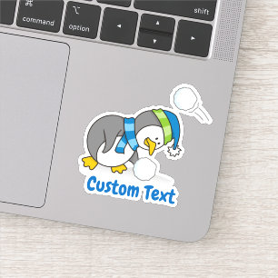 Adesivo Pequeno pinguim recebendo neve