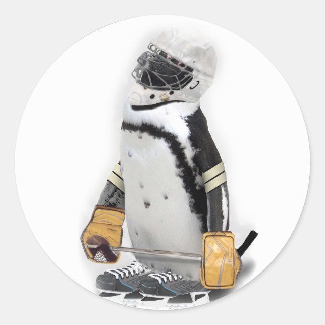 Adesivo Pequeno Pinguim Vestindo Hockey Gear (Frente)