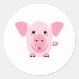 Adesivo Pequeno porco rosa feliz e fofo
