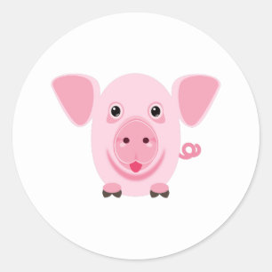 Adesivo Pequeno porco rosa feliz e fofo