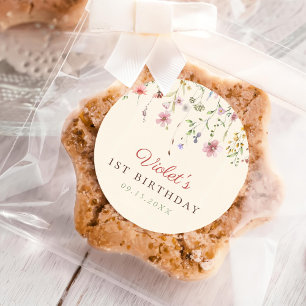 Adesivo Pequeno primeiro aniversario Flor de Flor Selvagem