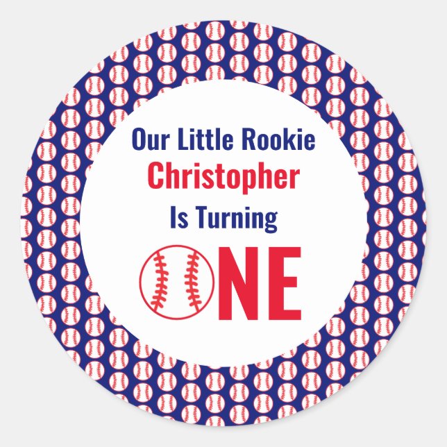 Adesivo Pequeno primeiro aniversario Rookie Baseball (Frente)