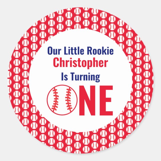 Adesivo Pequeno primeiro aniversario Rookie Baseball (Frente)