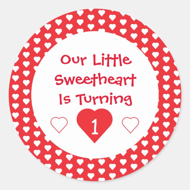 Adesivo Pequeno primeiro aniversario Swetheart (Frente)