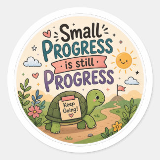 Adesivo Pequeno Progresso Ainda é Progresso Tartaruga Fofa