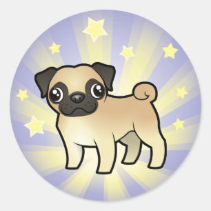 Adesivo Pequeno Pug Estrela