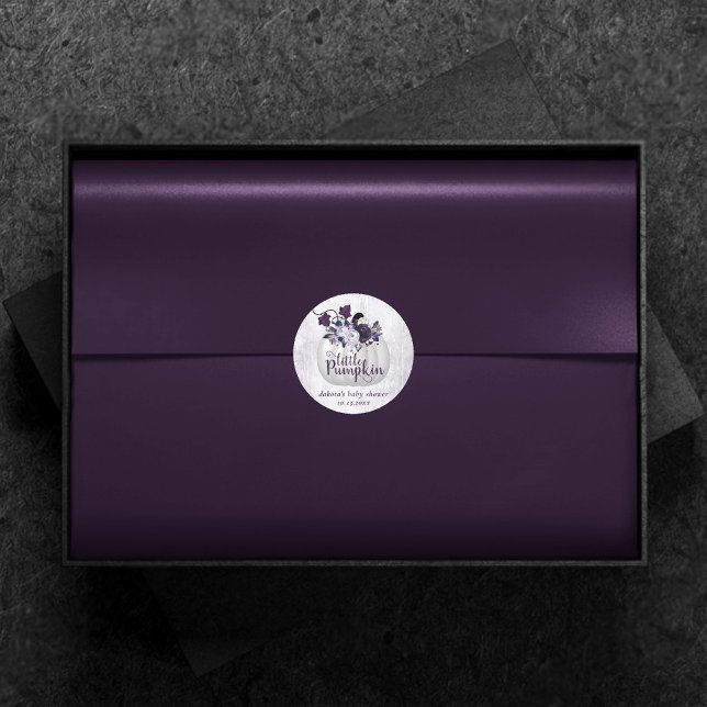 Adesivo Pequeno Pumpkin | Chá de fraldas Roxo Violeta (Criador carregado)