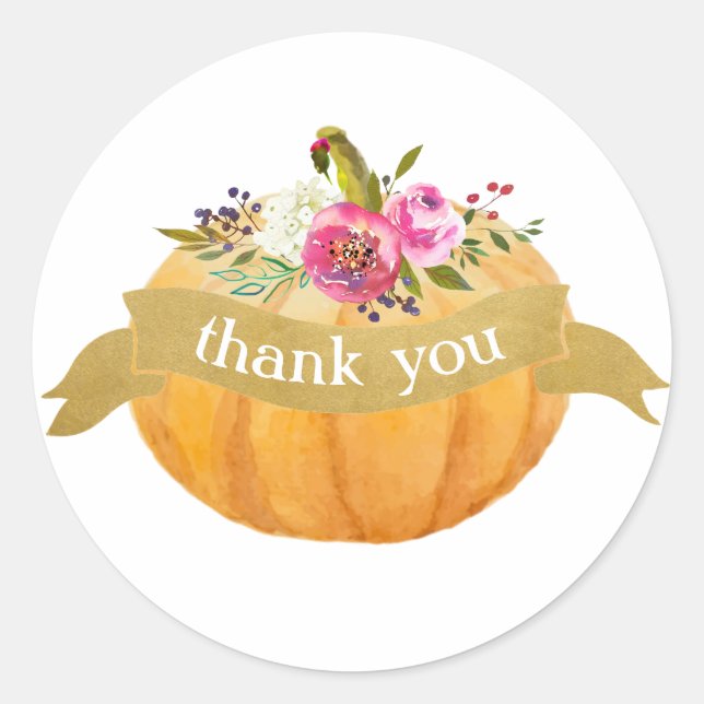 Adesivo Pequeno Pumpkin Floral Fall Sticker (Frente)