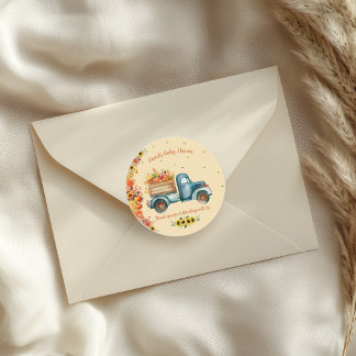 Adesivo Pequeno Pumpkin Watercolor Vintage Caminhão Floral