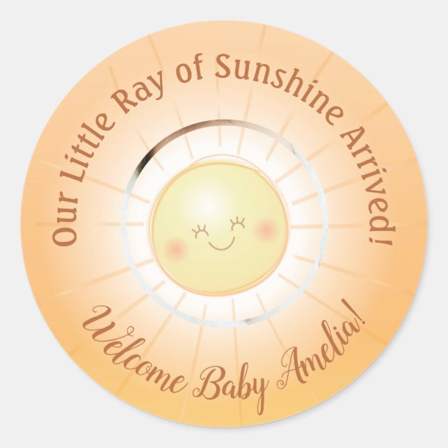 Adesivo Pequeno Raio Sol Chá de fraldas (Frente)