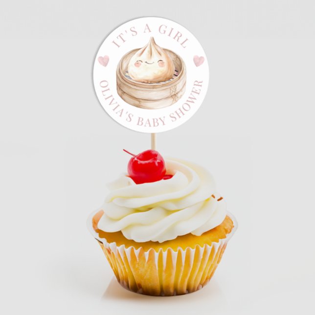 Adesivo Pequeno rosa lixado É um favor para Chá de fraldas (It's A Girl Baby Shower Favor Sticker)