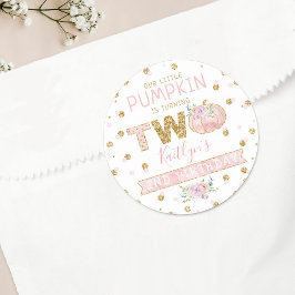 Adesivo Pequeno segundo aniversário de Meninas de Abóbora