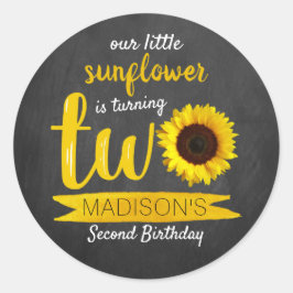 Adesivo Pequeno segundo aniversário de Sunflower Chalkboar