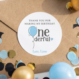 Adesivo Pequeno Sr. Onederful Balão de Aniversário Obrigad