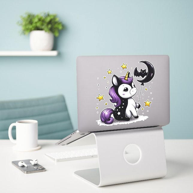 Adesivo Pequeno Unicórnio (Laptop na mesa)