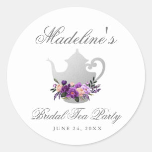 Adesivo Pequeno violeta roxo do chá de panela do tea part