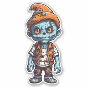Adesivo Pequeno zumbi no traje de Halloween