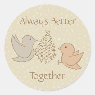 Adesivo Pequenos Beige Birdies no Feeder - Melhor Juntos.