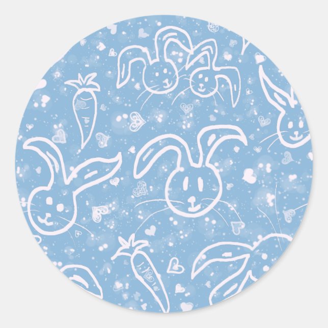 Adesivo Pequenos Corações e Bunnies - padrão transparente. (Frente)