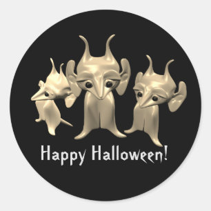 Adesivo Pequenos marcianos, Feliz Halloween, personalizado