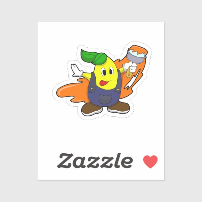 Adesivo Pera como Pintor com pincel (Folha)