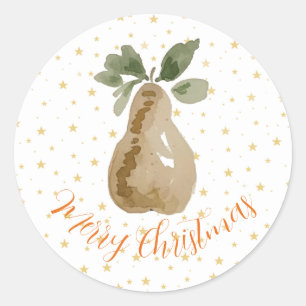 Adesivo Pera de Aquarela com Vinheta de Natal pintada