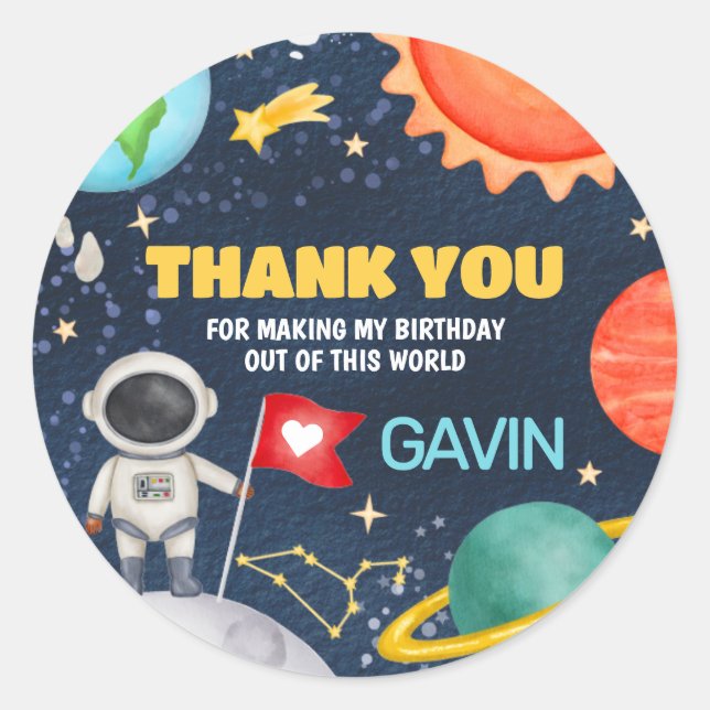 Adesivo Percorra a Festa de aniversário do espaço externo  (Frente)