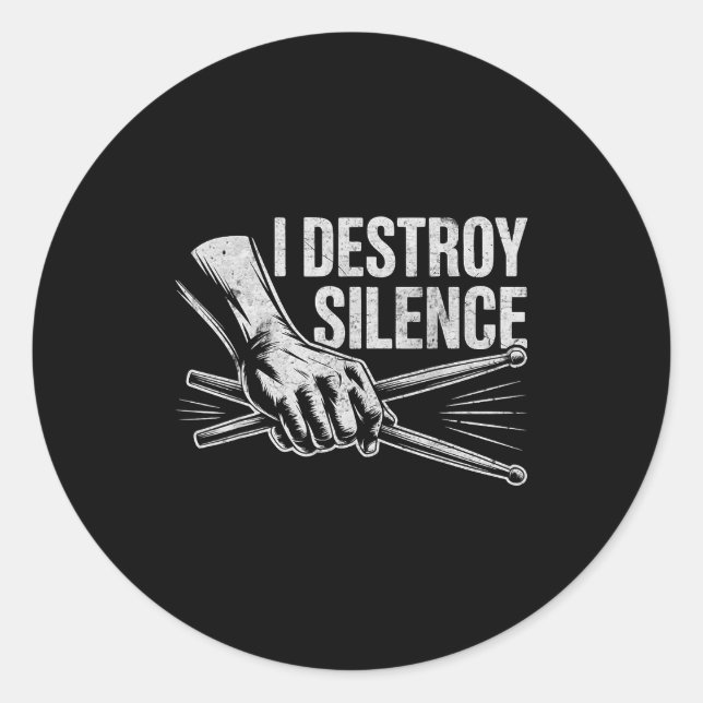 Adesivo Percussionist Drummer I Destroy Silence Drumming L (Frente)