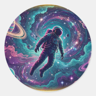 Adesivo Perdido na Nebulosa — Arte Espacial de Astronauta