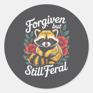 Adesivo Perdoado Mas Ainda Feral Guaxinim Cota Cristã