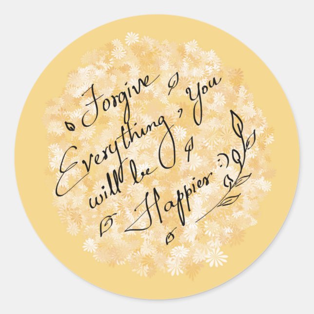 Adesivo Perdoe e seja feliz, floral mínimo (Frente)