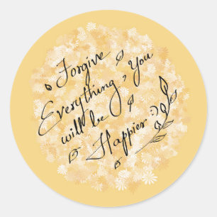 Adesivo Perdoe e seja feliz, floral mínimo