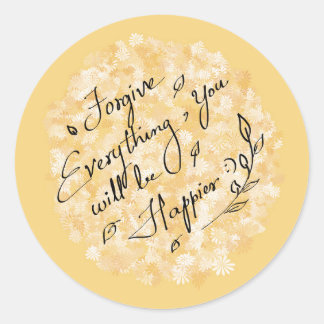 Adesivo Perdoe e seja feliz, floral mínimo