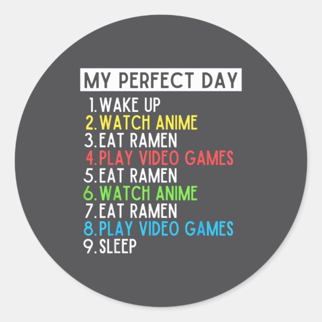 Adesivo Perfect Day Anime Gaming Ramen Lover Funny Eat Sle (Frente)