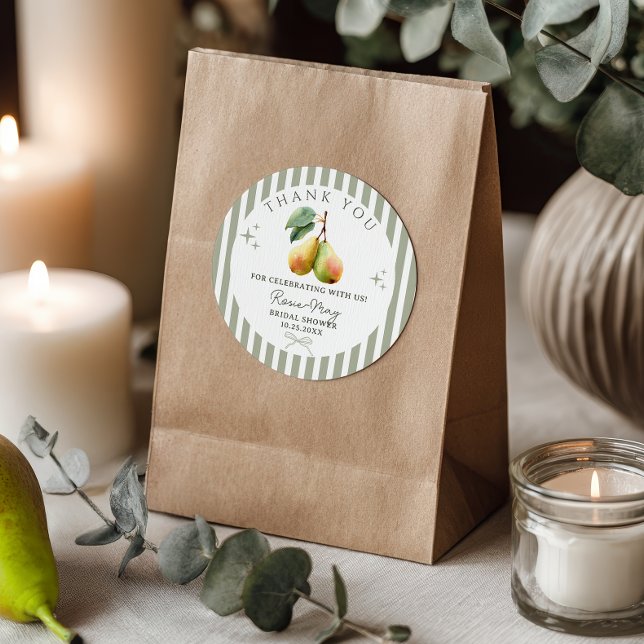 Adesivo Perfeito Par de Pérolas Retro Antigo Dinheiro Chuv (Perfect Pear Retro Old Money Pair Bridal Shower Classic Round Sticker)