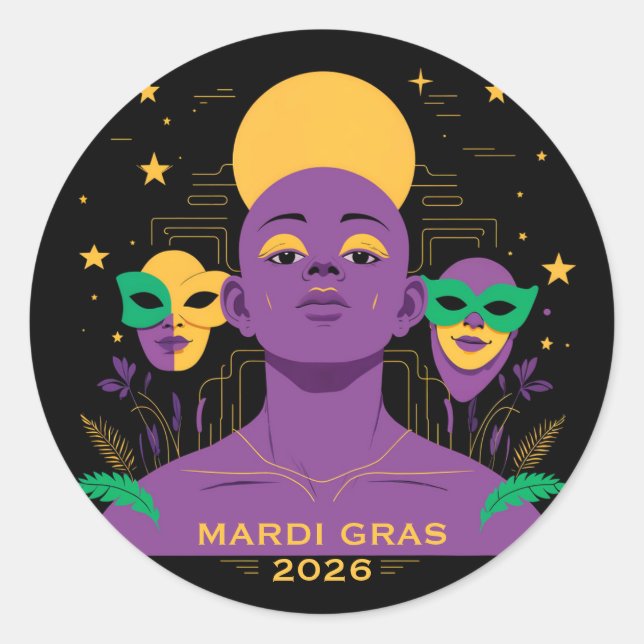 Adesivo Perfeito para o Mardi Gras 2026 (Frente)