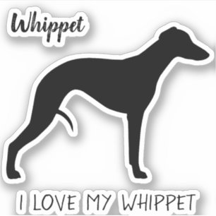 Adesivo Perfil Silhueta Whippet Eu Amo Meu Whippet