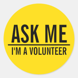Adesivo Perguntar-me Crachá Voluntário Amarelo