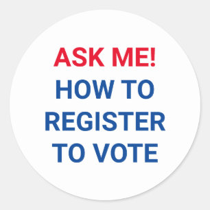 Adesivo Pergunte-me como se registrar para votar vermelho