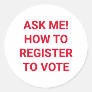 Adesivo Pergunte-me como se registrar para votar vermelho