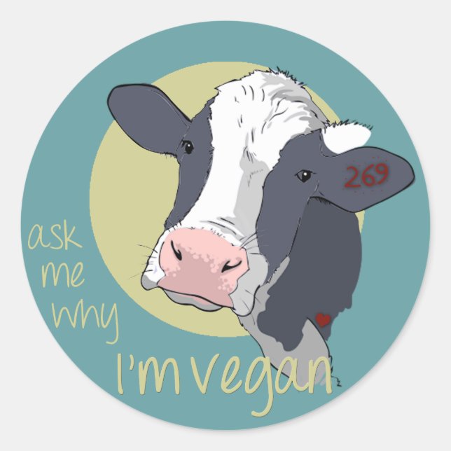 Adesivo Pergunte-me porque eu sou Vegan (Frente)