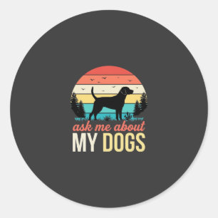 Adesivo Pergunte-me sobre meus cães Retro pôr do sol_1
