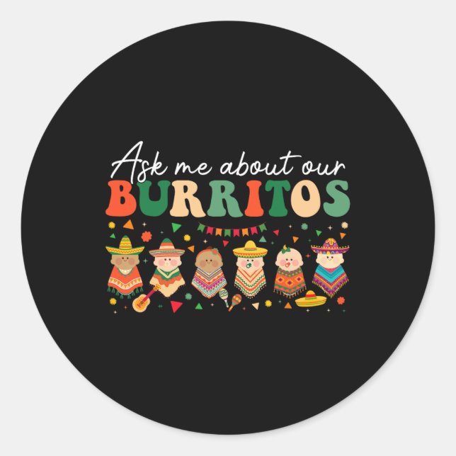 Adesivo Pergunte-Me Sobre Nosso Burritos Nicu Landd Mãe Po (Frente)